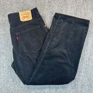Levis 559 Relaxed Straight Black Corduroy Pants Mens 36x30 Vintage Y2K Baggy Zip